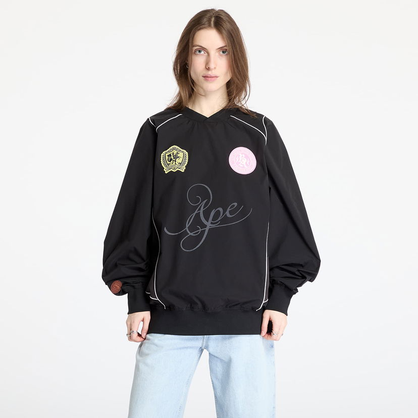Pulover BAPE A BATHING APE Multi Logo Relaxed Fit Pullover Črna | 001SWL301317MBLK