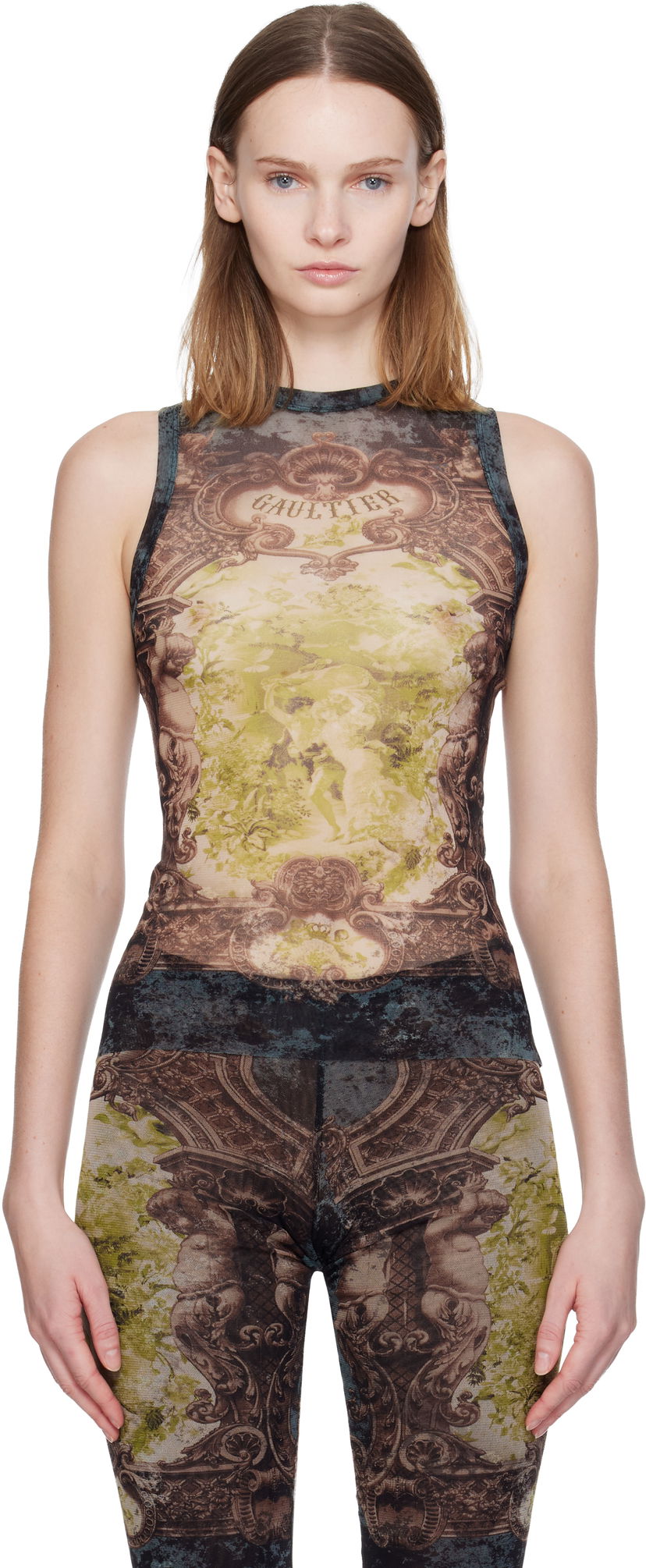 Majica brez rokavov Jean Paul Gaultier 'The Médaillon' Baroque Mesh Tank Top Večbarvna | 25/04-W-TO304-M006P-005740