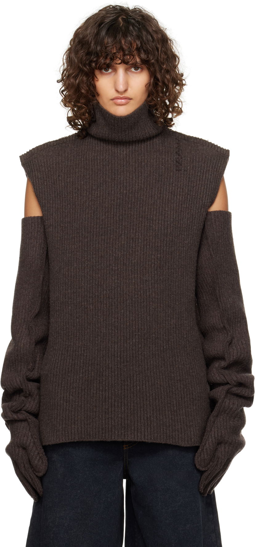 Pleteni pulover Marni Turtleneck Ribbed Wool Rjava | DVMD0183A0 UFWH22