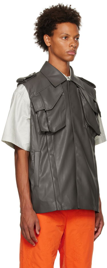 Telovnik Feng Chen Wang Feng Chen Wang Vented Faux-Leather Vest Siva | FMF14VS04, 1