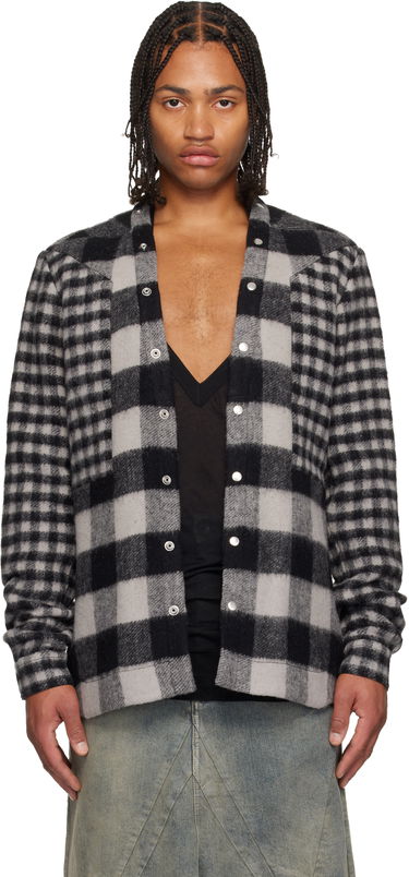 Srajce Rick Owens Concordians Larry Fogpocket Plaid Flannel Overshirt with Snap Buttons Večbarvna | RU02E1757 WJPWMP, 0