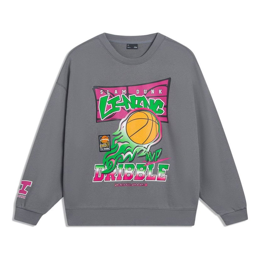 Pulover Li-Ning Hoops Cartoon Graphic Sweatshirt Siva | AWDT553-3