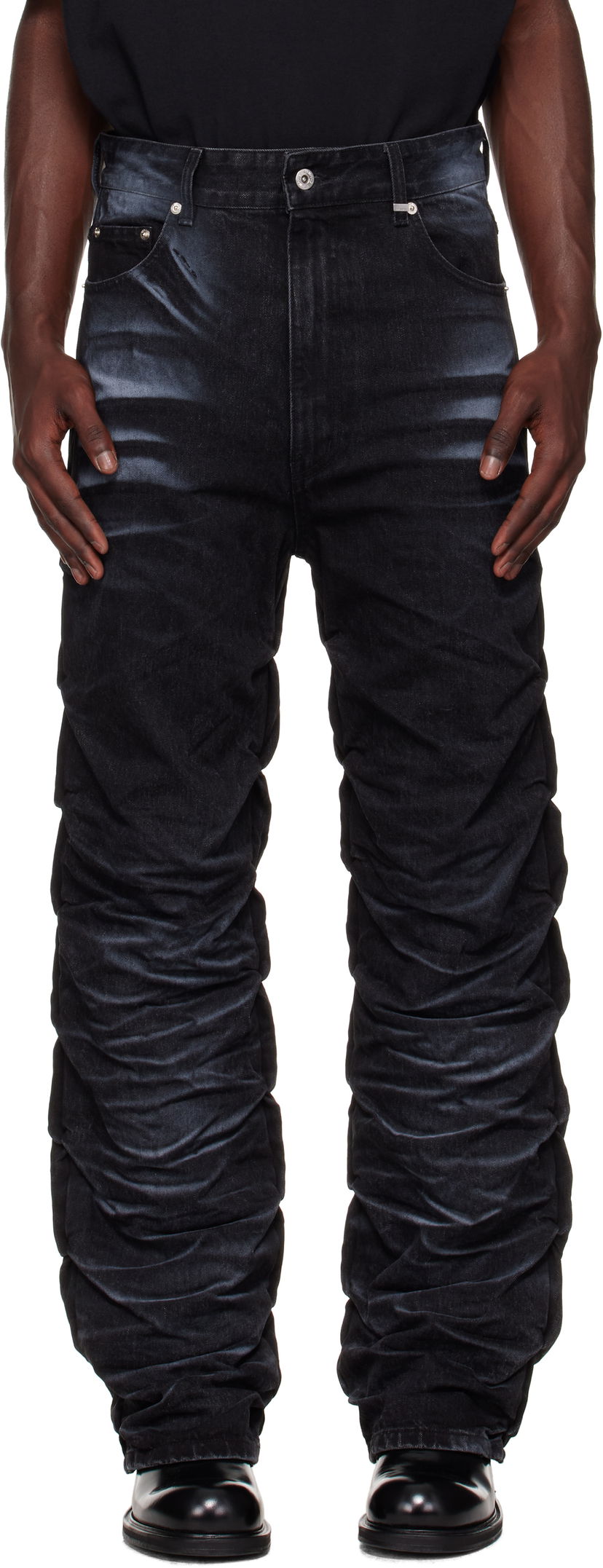 Kavbojke We11done We11done Textured Fold Jeans Črna | WD-DP2-25-356-M-BK