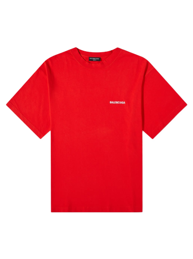 Majica Balenciaga Back Logo Tee Rdeča | 612966-TMVF4-3168