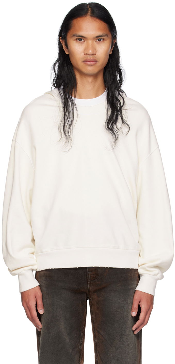 Pulover We11done Wide Neck Sweatshirt Bela | WD-TH2-24-801-U-WH