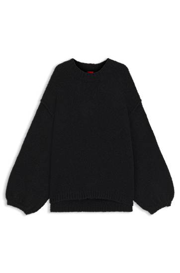 Pleteni pulover BOSS Oversized-fit knitted sweater with puff sleeves Črna | 50548252