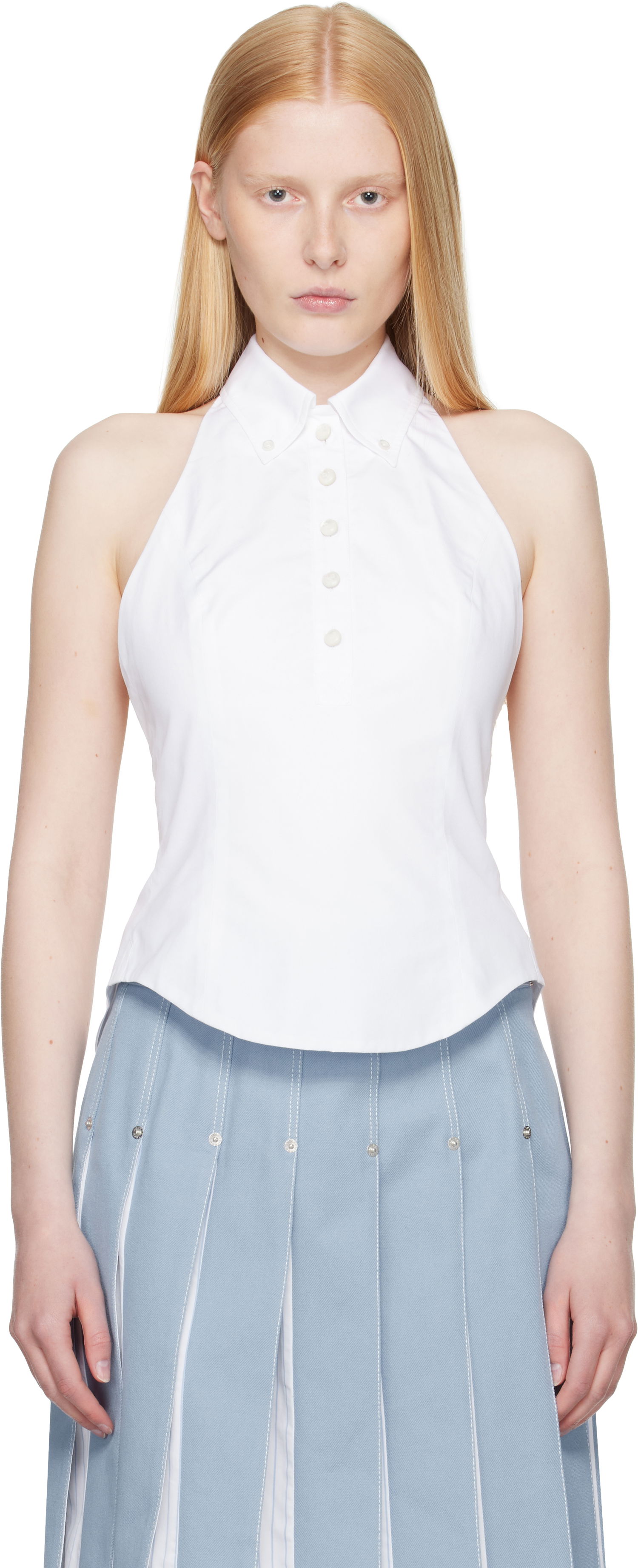 Majica brez rokavov Thom Browne Thom Browne Halter Top Bela | FLL201A-03113, 0