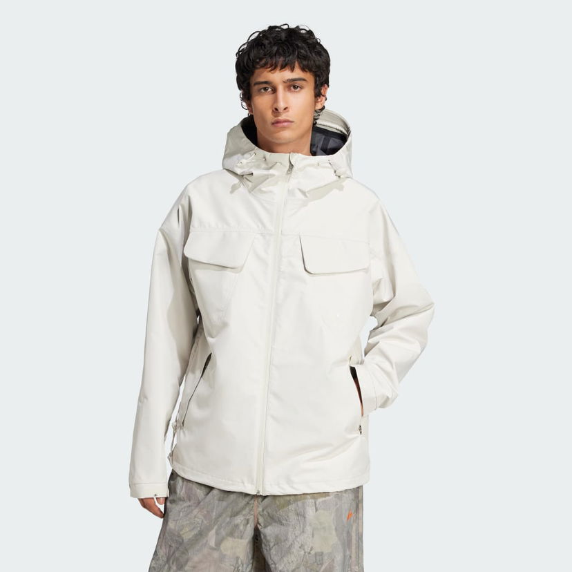 Dežni plašč adidas Performance Premium Essentials Water-Repellent Jacket Bela | JD5877