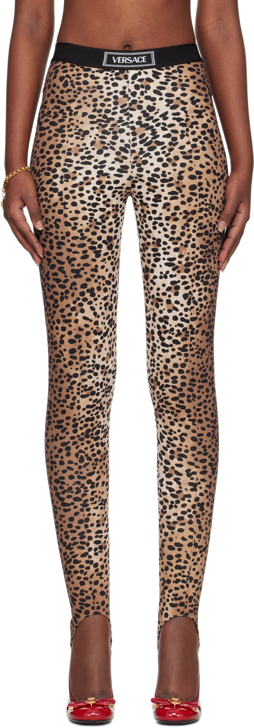Pajkice Versace Versace Leopard Print Stirrup Leggings Rjava | 1015879_1A13676_5N540