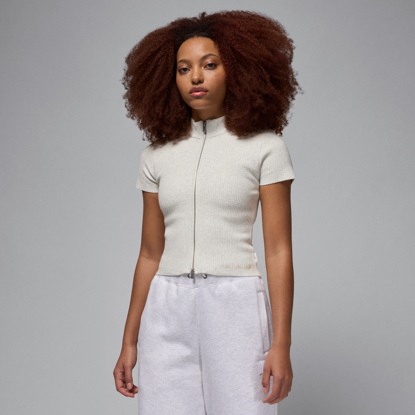 Krop-top Jordan Air Jordan Knit Mock Neck Zip Top Bela | HF9438-133