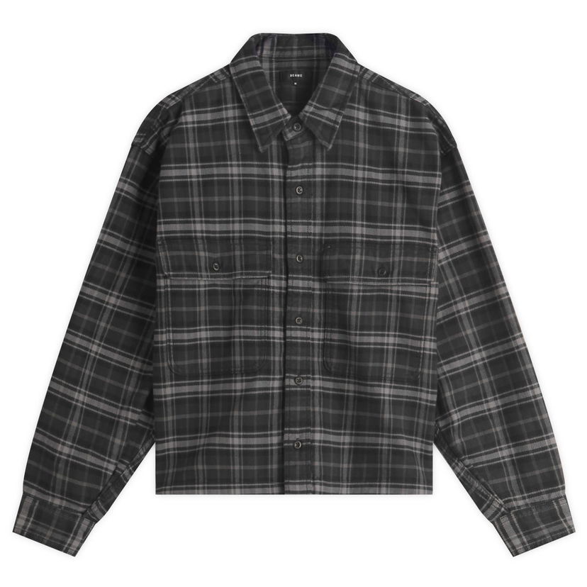 Srajce BEAMS BEAMS Plaid Overshirt, Size Large Siva | 1111-1129-791-19