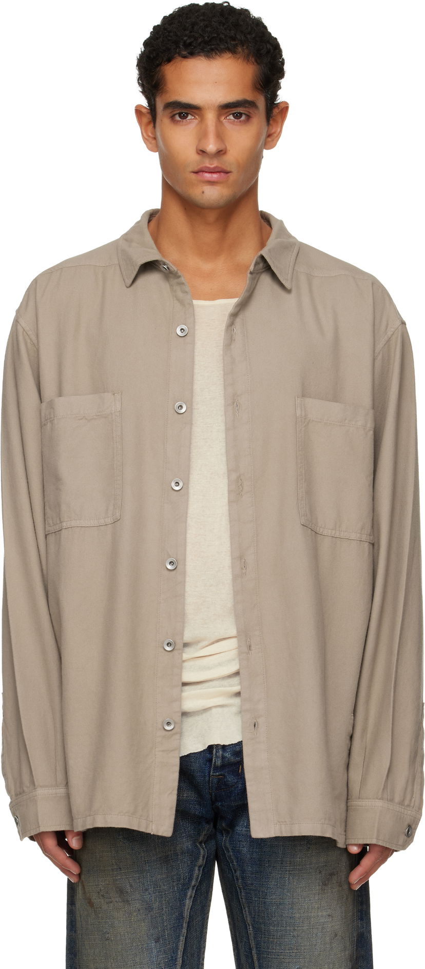 Srajce Rick Owens DRKSHDW Concordians Jumbo Button-Up Shirt Bež | DU02E7299 CFL