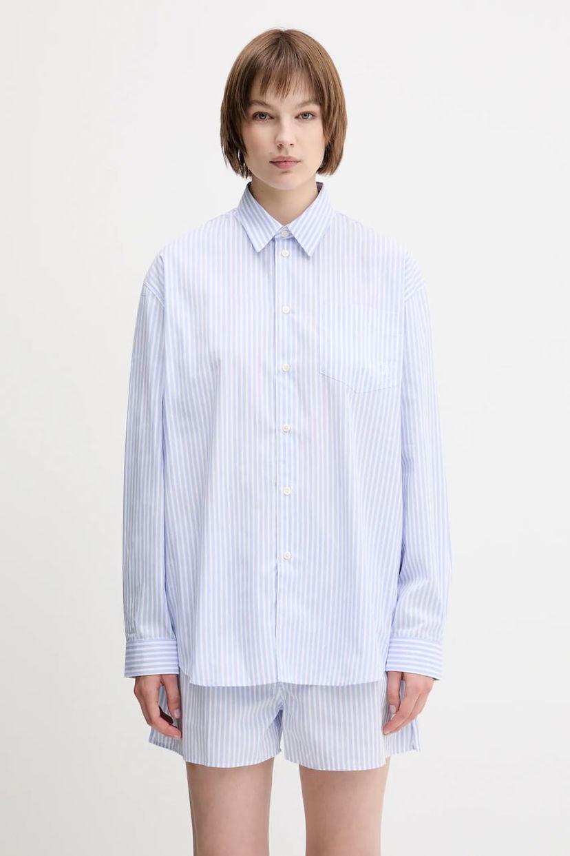 Srajce Sporty & Rich Sporty & Rich Src Oversized Relaxed Fit Striped Shirt Modra | SI006612302ST08