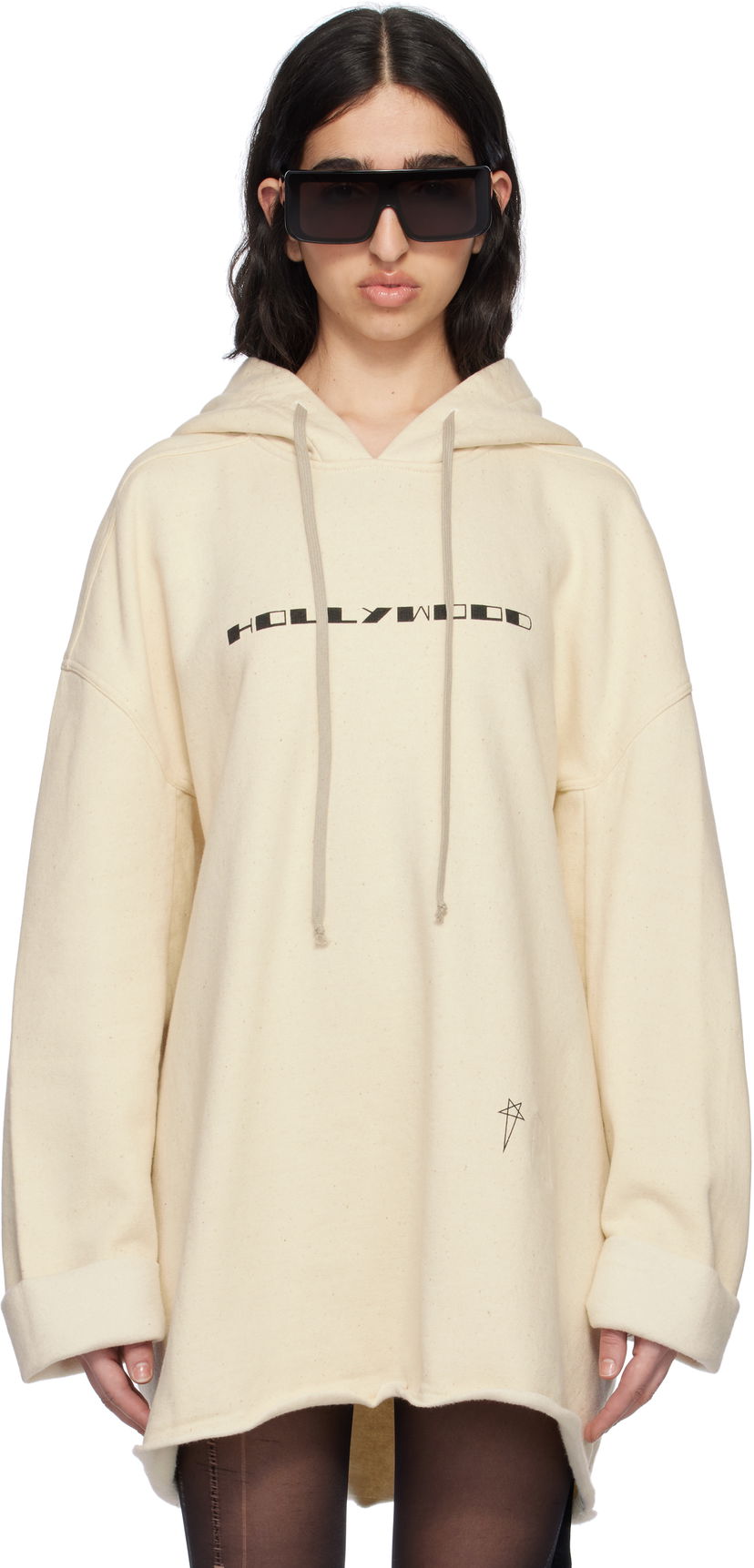 Pulover Rick Owens Rick Owens DRKSHDW Hollywood Peter Hoodie Bež | DS01E3231 FNEP5P