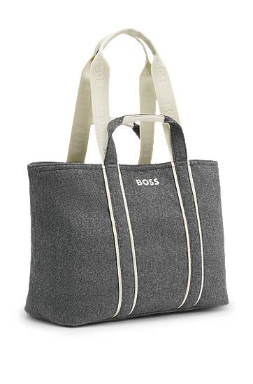 Tote bag BOSS Felted Tote Bag with Contrast Logo and Striped Details Siva | 50552483, 1
