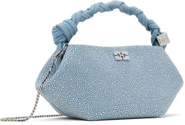 Torbica GANNI GANNI Mini Bou Bag with Rhinestones and Knotted Handle Modra | A6655, 1