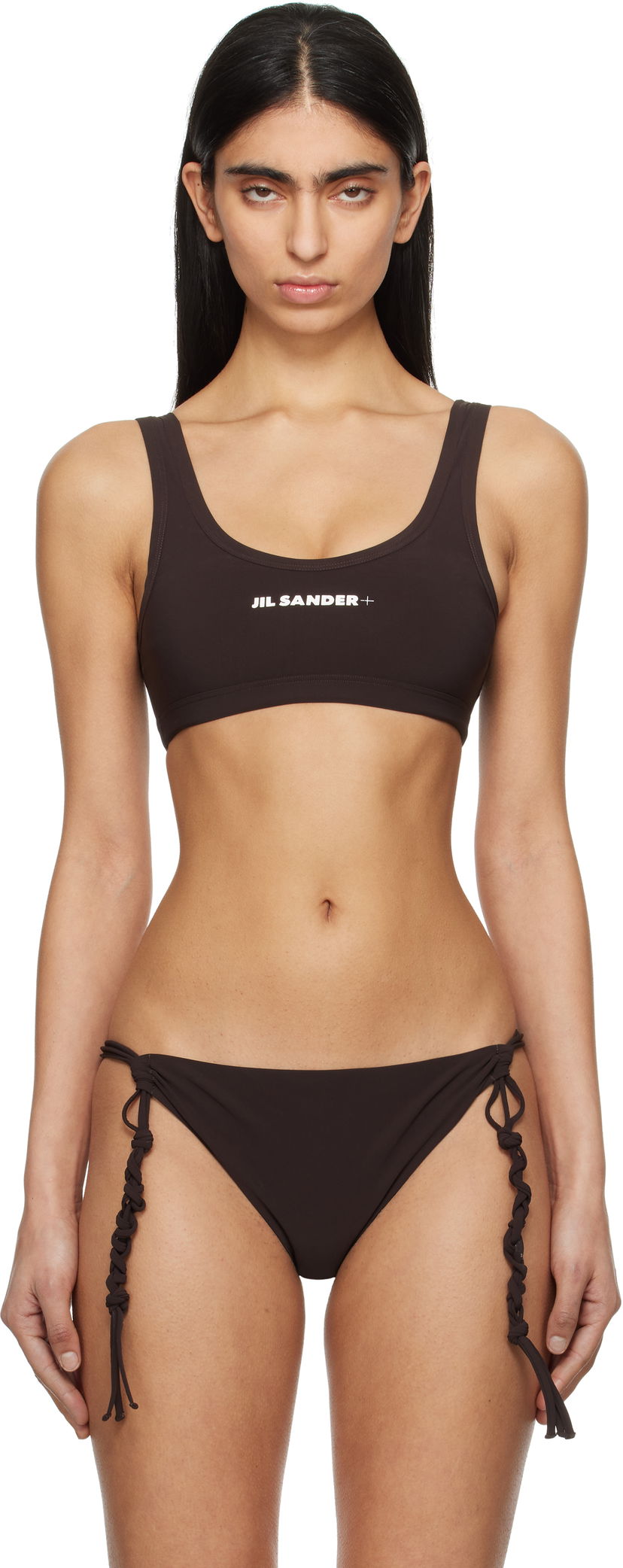Kopalke Jil Sander Jil Sander+ Logo Bikini Top Rjava | J40BR0006_J20011