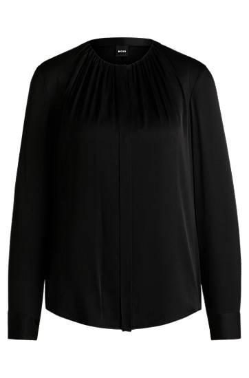 Srajce BOSS Regular-Fit Silk Blouse Črna | 50538481