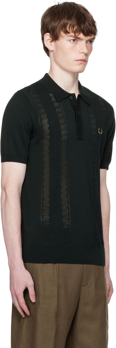 Polo majica Fred Perry Fred Perry Pointelle Panel Knitted Polo Zelena | K9750, 1