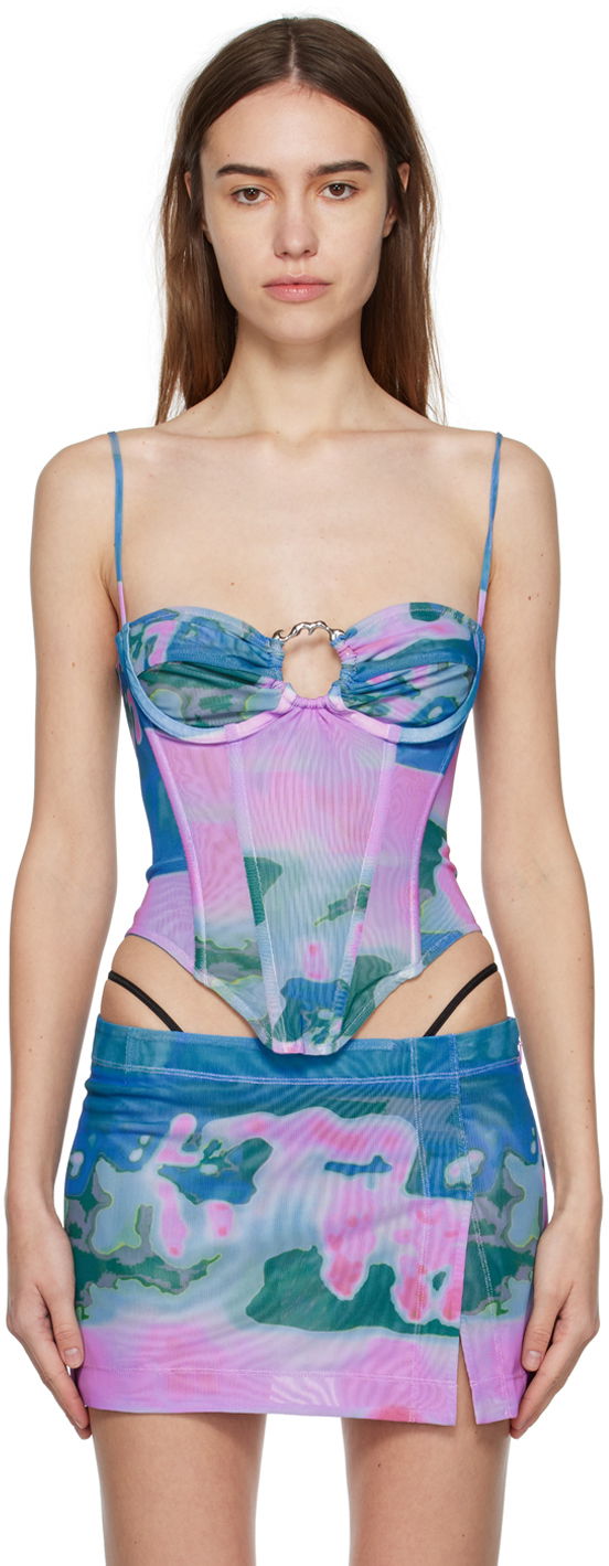 Krila Miaou Miaou Hannah Jewett Edition Deia Printed Mesh Tank Top Večbarvna | 7069PM1THP