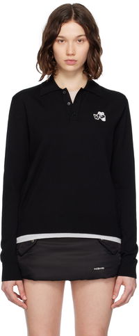 We11done Wool Polo with Logo Patch