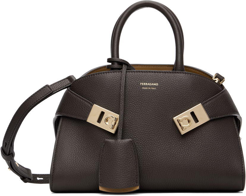 Torbica FERRAGAMO Ferragamo Mini Hug Bicolor Top Handle Bag Rjava | 778490