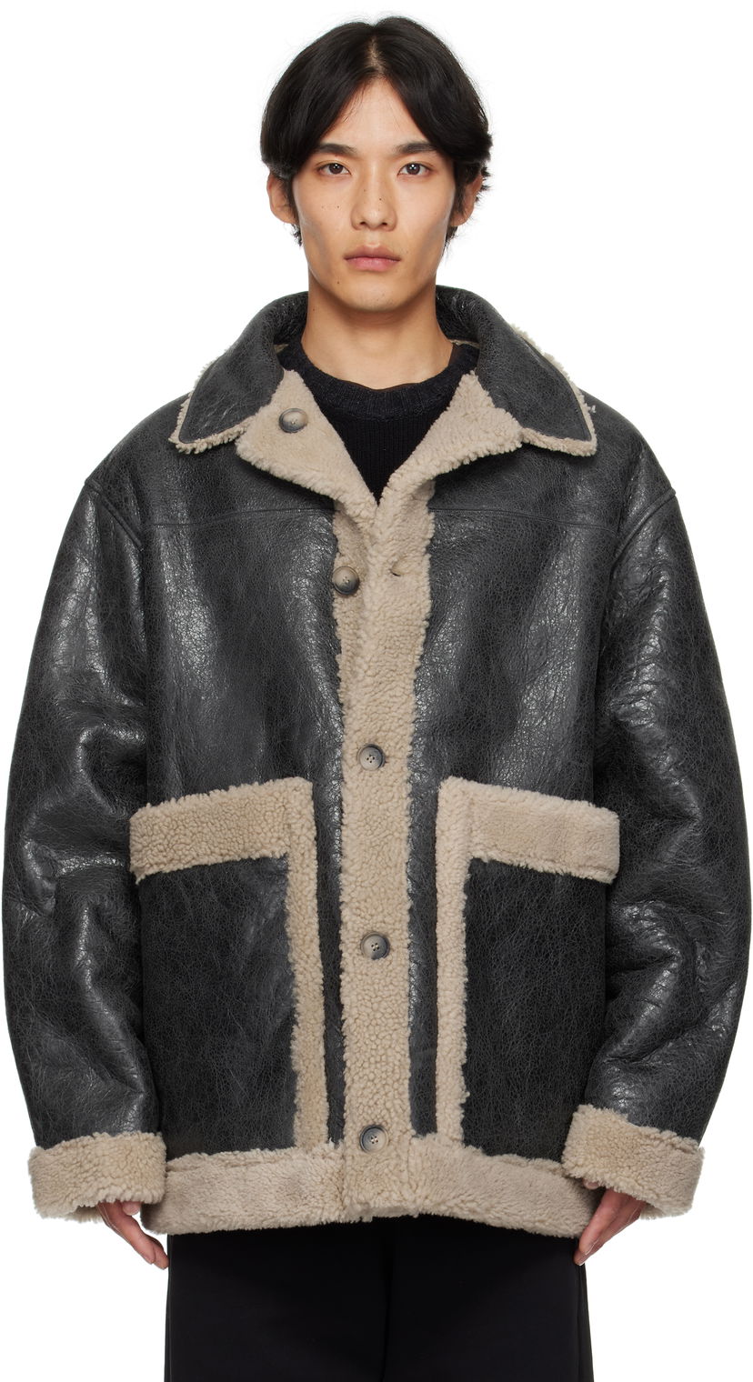 Jakna Maison Margiela MM6 Maison Margiela Crackled Reversible Shearling Jacket Črna | SH0AM0063 M07010