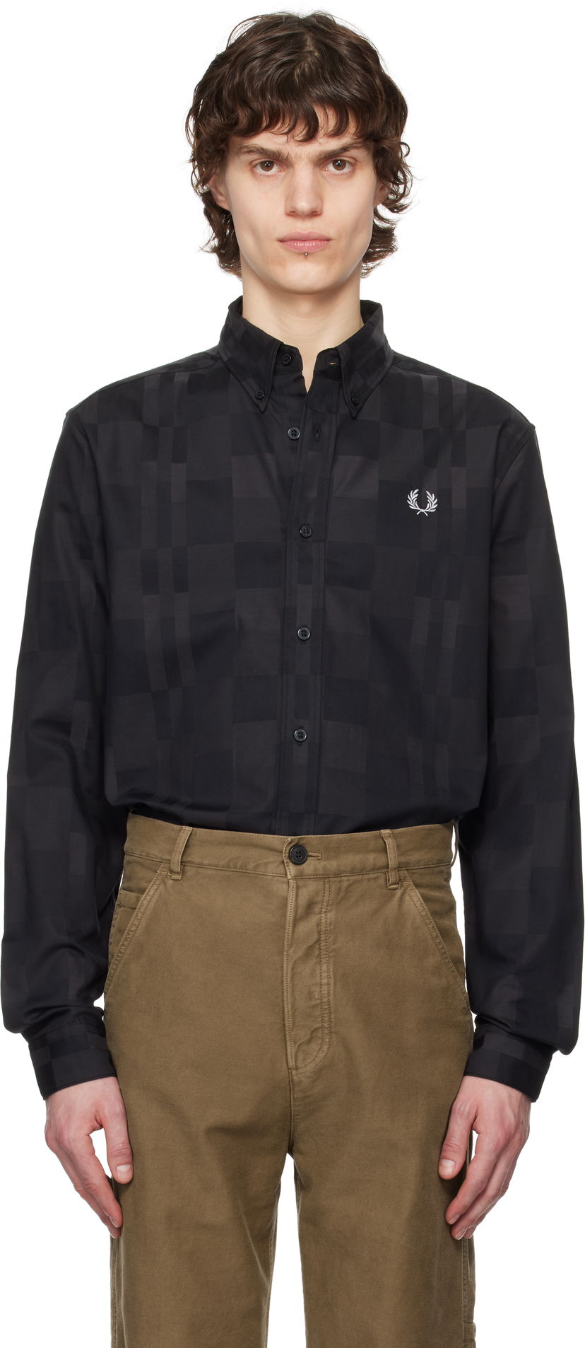 Srajce Fred Perry Fred Perry Checkerboard Shirt Črna | M8713