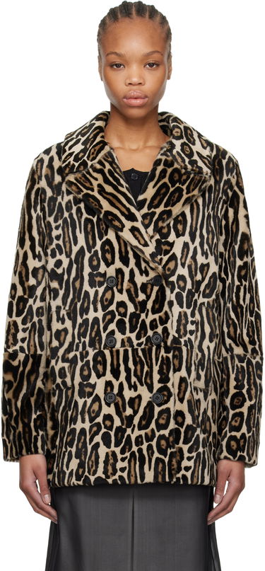 Plašči RE/DONE Re/Done Leopard Print Shearling Peacoat Bež | 817-06WLEOPCT, 0