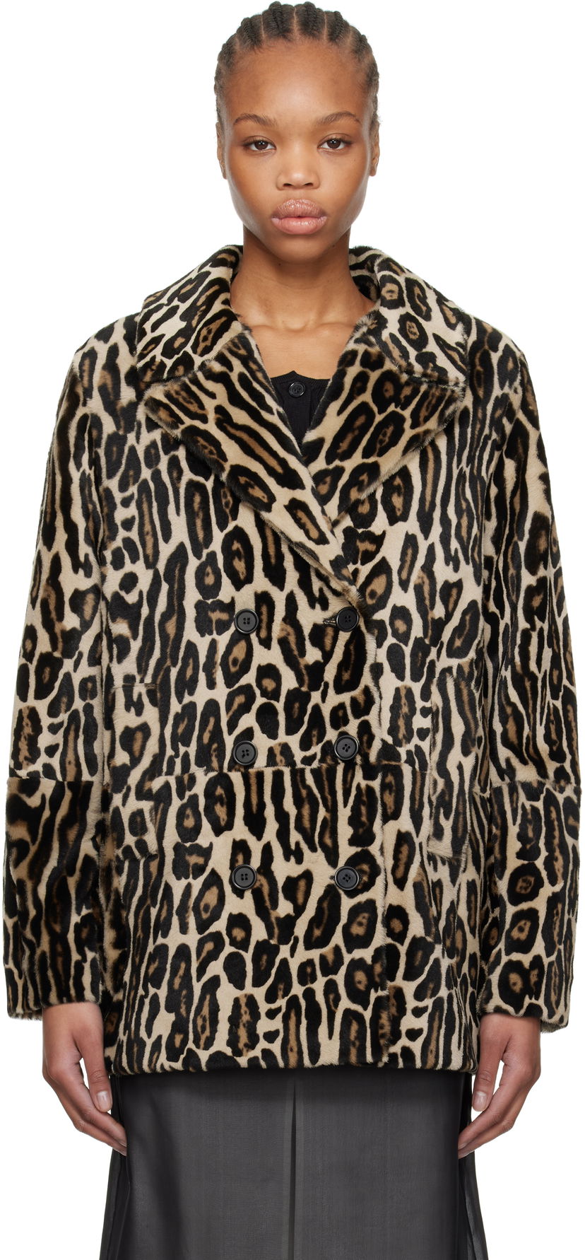 Plašči RE/DONE Re/Done Leopard Print Shearling Peacoat Bež | 817-06WLEOPCT
