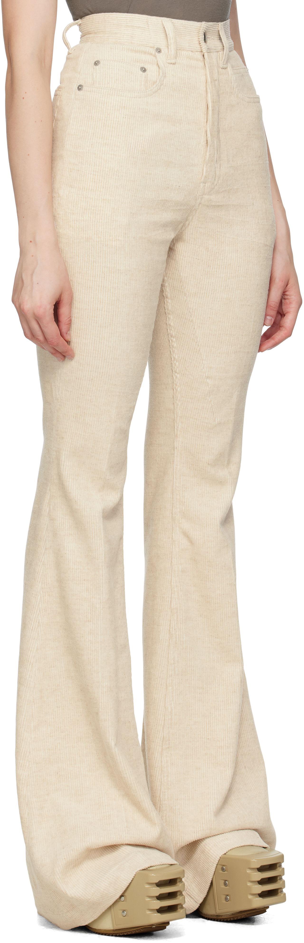 Hlače Rick Owens Rick Owens Bolan Bootcut Corduroy Trousers Bež | RP02E4329 MLC, 1