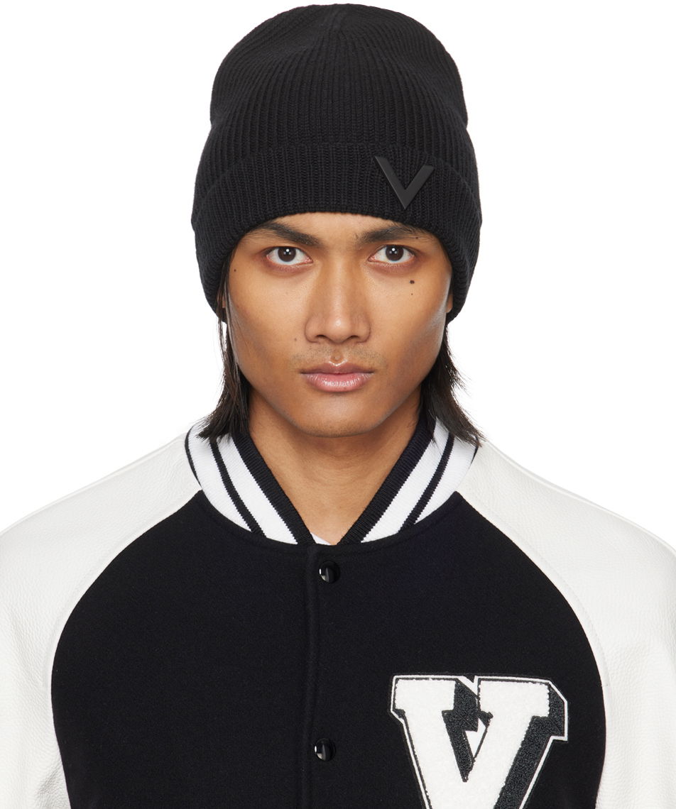Beanie Valentino Garavani V Appliqué Beanie Črna | 4Y2HB02DWWV, 0