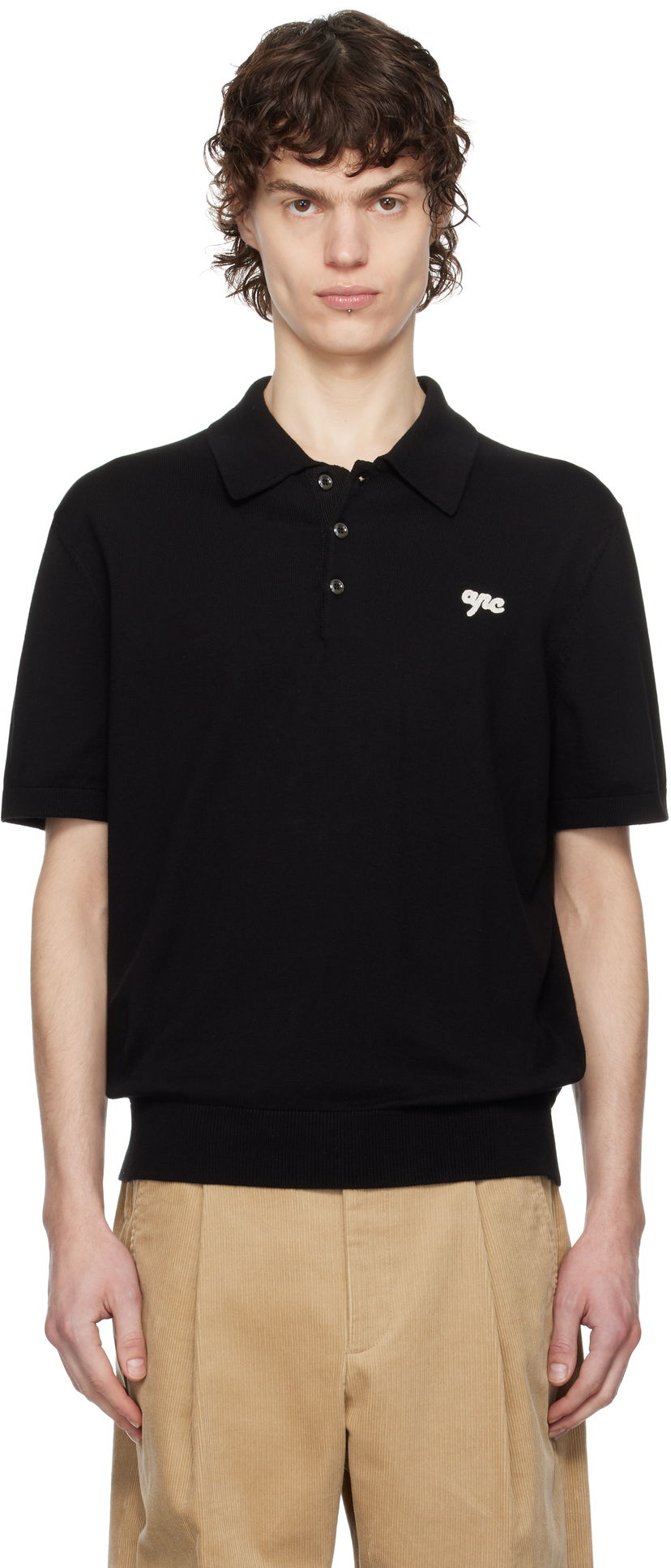 Polo majica A.P.C. A.P.C. Gregorio Knit Polo Črna | COGDK-H23393
