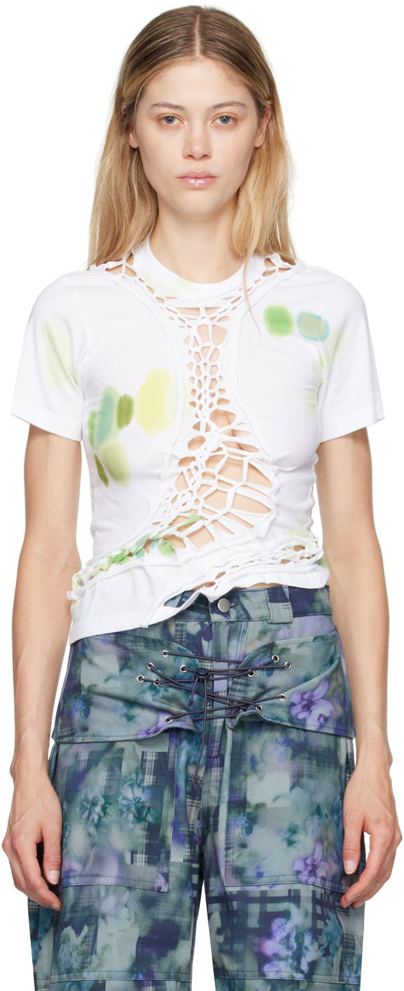 Majica Collina Strada Collina Strada Tosh Crocheted T-Shirt Bela | XX3378