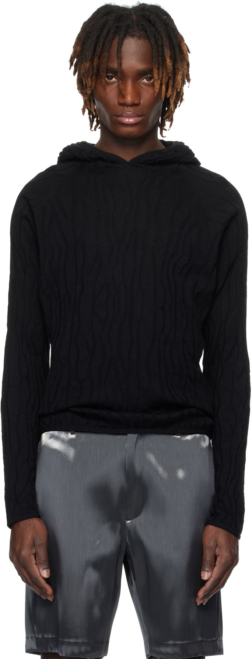 Pulover HELIOT EMIL HELIOT EMIL Sortsol Knit Hoodie Črna | PRESS25_M_07_070_BLK01
