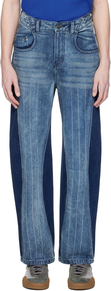 Kavbojke ADER ERROR ADER error Two-Tone Pinstriped Jeans Modra | BO01SSJE0104BL, 0