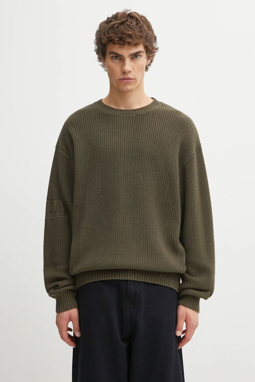 Pleteni pulover DAILY PAPER Ribbed Crew Neck Sweater Band Knit Zelena | 2522025