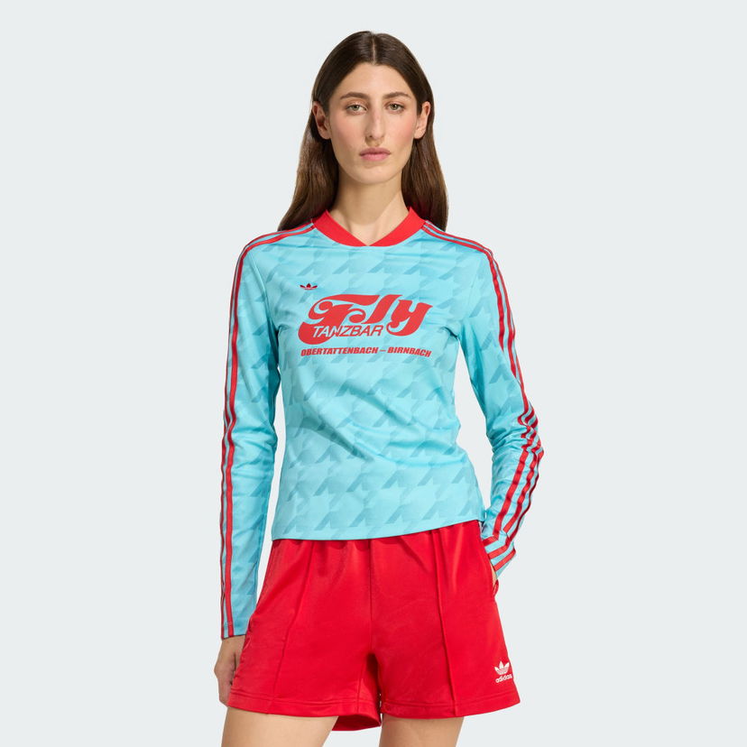 Dres adidas Performance Slim-Fit Long Sleeve Football Jersey with Allover Print Turkizna | JW0271