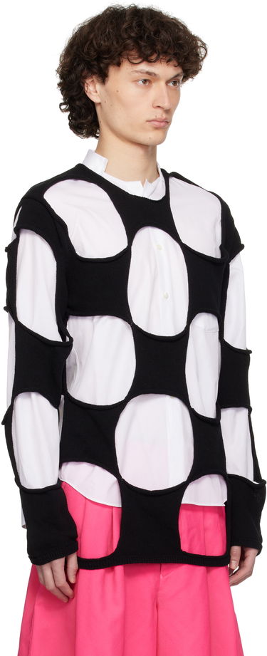 Pleteni pulover Comme des Garçons Homme Plus Cotton Code Intarsia B Pattern Crewneck Sweater Črna | PO-N012-051, 1