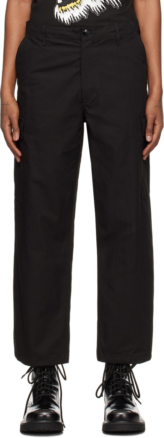 Cargo hlače KENZO Paris Drawstring Cargo Pants Črna | FE55PA2429DL