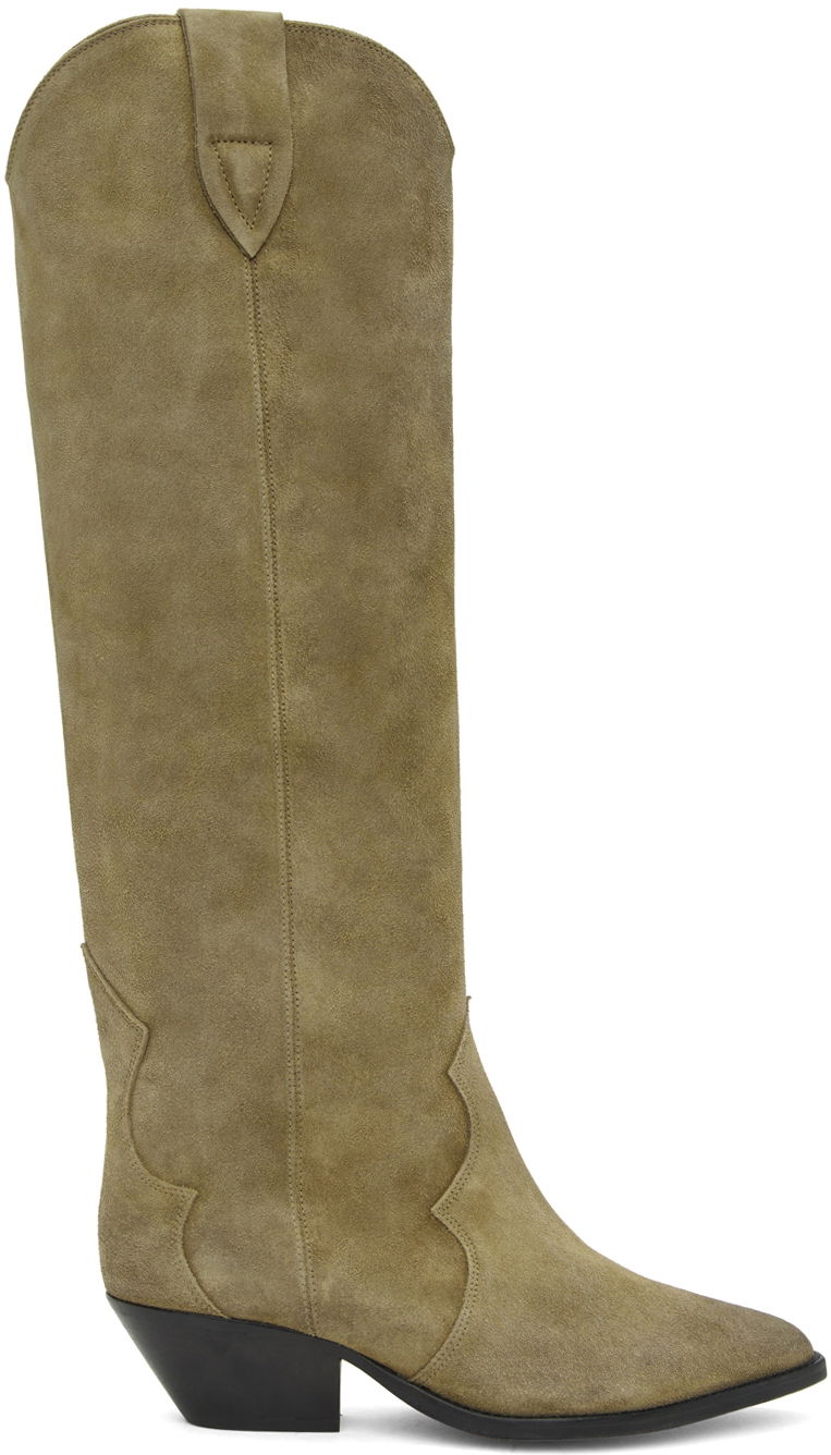 Oblačila ISABEL MARANT Isabel Marant Denvee Suede Tall Boots Zelena | 00MBT0072-00M015S