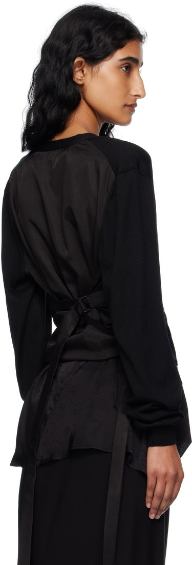 Pleteni pulover Ann Demeulemeester Ann Demeulemeester Zofia Asymmetric Spliced Cardigan Črna | 2510-W-KN18-KN056-099, 2