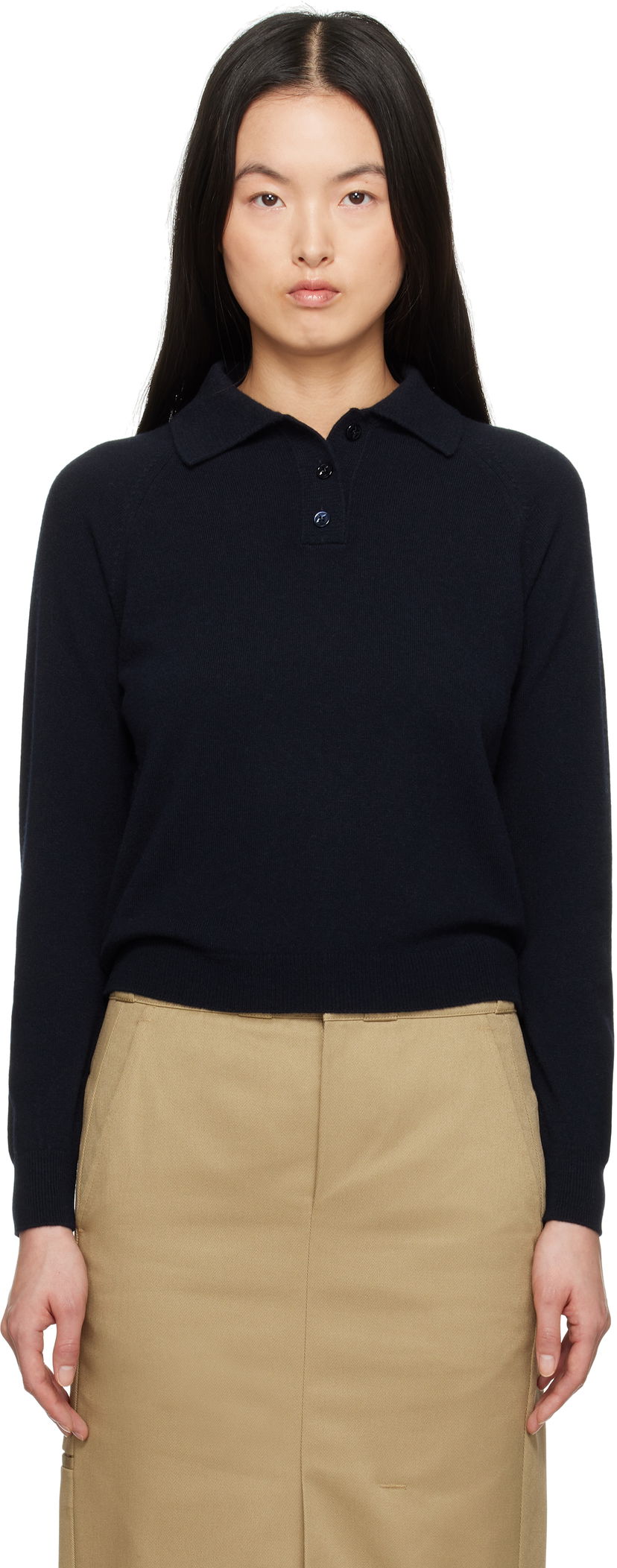 Pleteni pulover Maison Margiela Maison Margiela Wool Polo Shirt Mornarica | S51GL0053 M13090