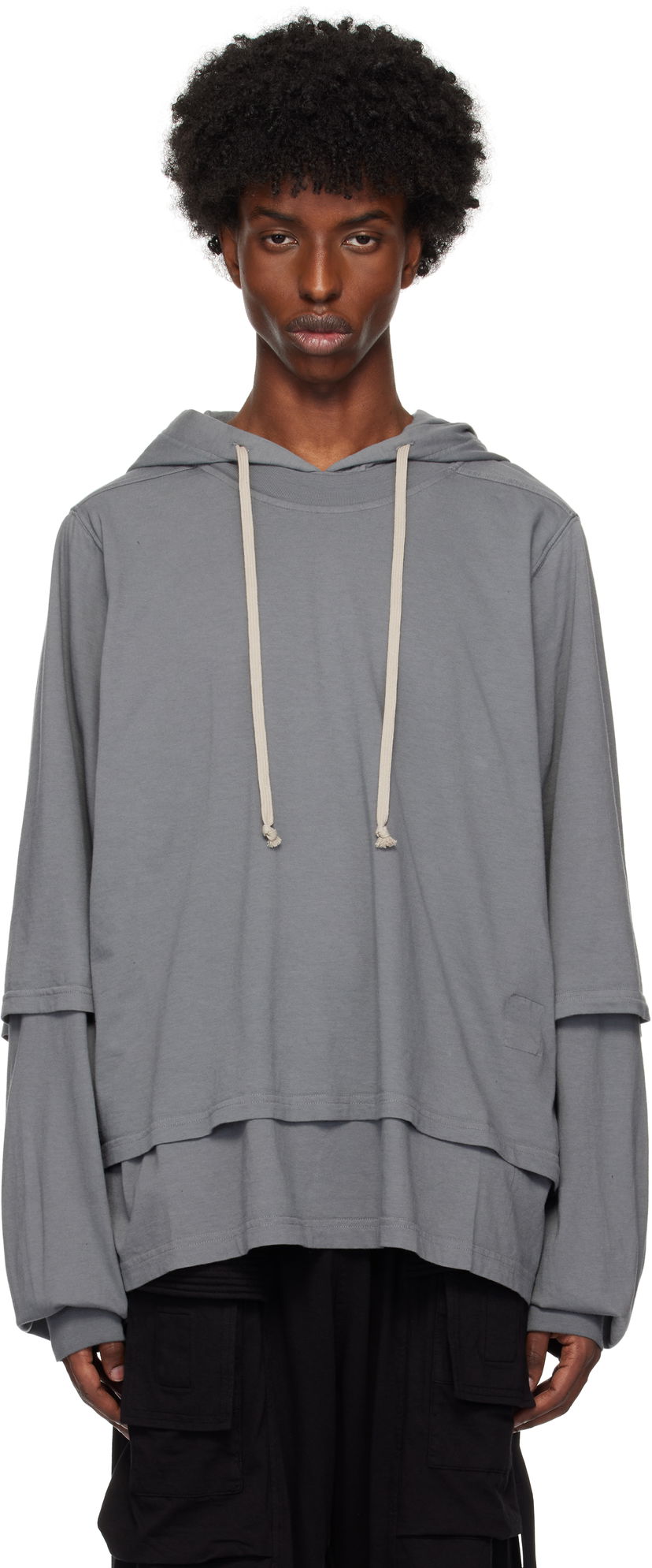 Pulover Rick Owens Hustler Hoodie Siva | DU02D2281 RN