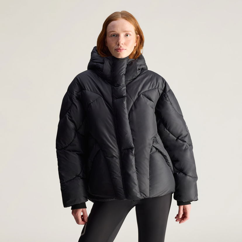 Puhovka adidas Performance Mid-Length Puffer Jacket by Stella McCartney Črna | JW2036