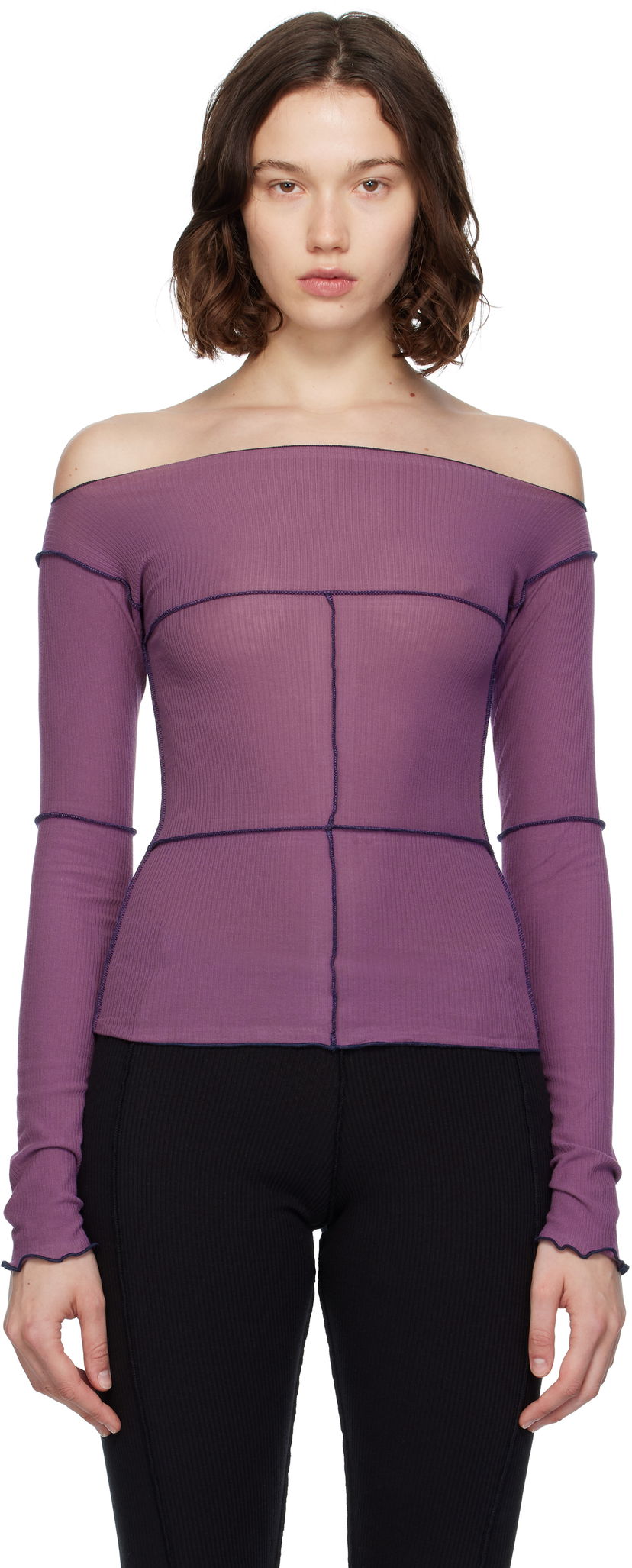 Majica brez rokavov Baserange Baserange Cinder Off-the-Shoulder Top Lila | TTCL-CR-AU25