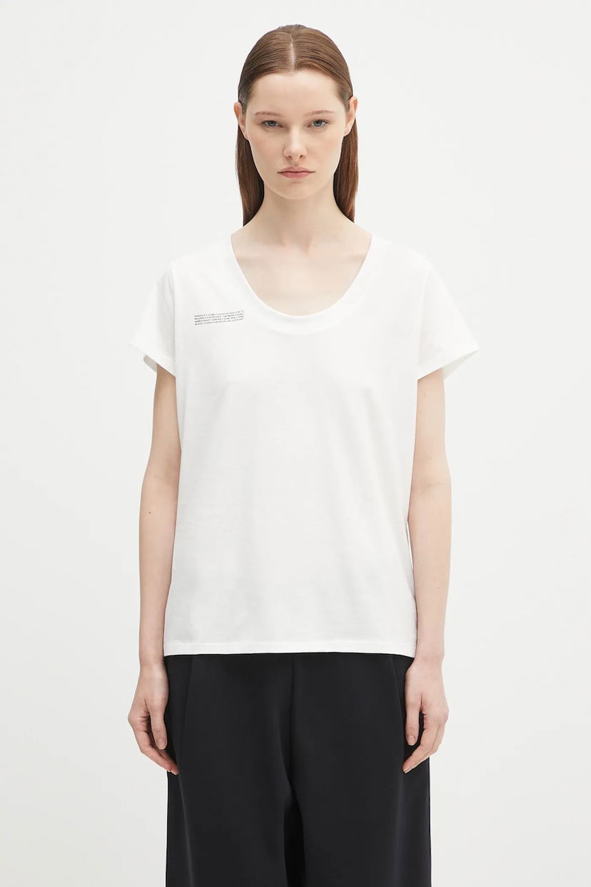 Majica PANGAIA Pangaia Lightweight Scoop Neck T-Shirt Bela | 10002565