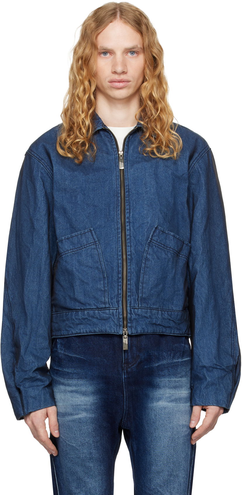 Bomber jakna ADER ERROR Denim Zip-Up Jacket Modra | BN01FWJK1601BL