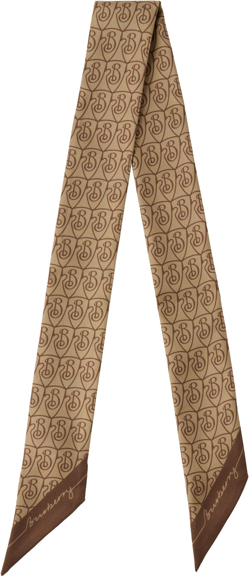 Šala Burberry Burberry Skinny B Shield Silk Scarf Bež | 8106311