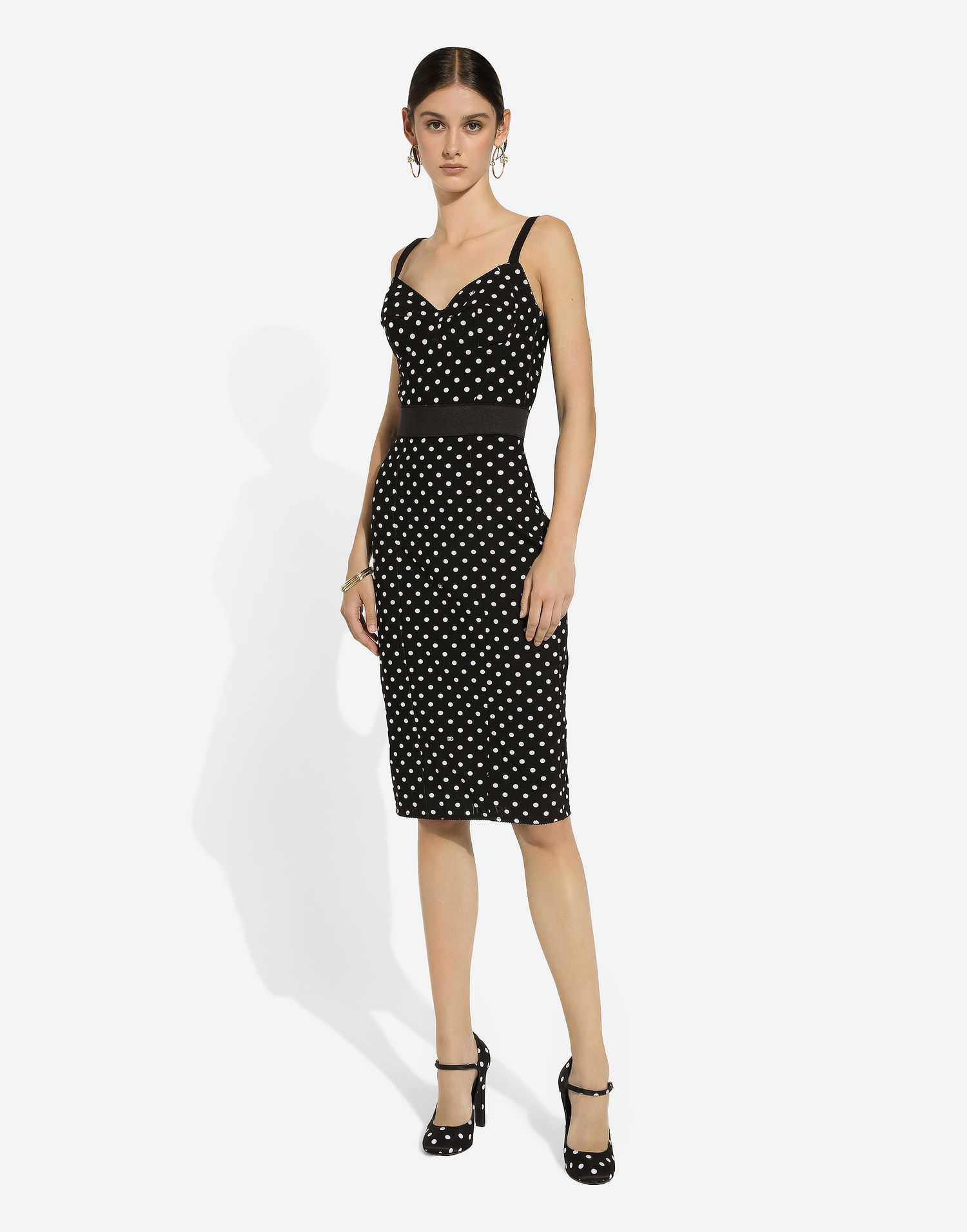 Majica brez rokavov Dolce & Gabbana Polka Dot Marquisette Corset Top Črna | F7AB7TFSUBGHNZQW, 1